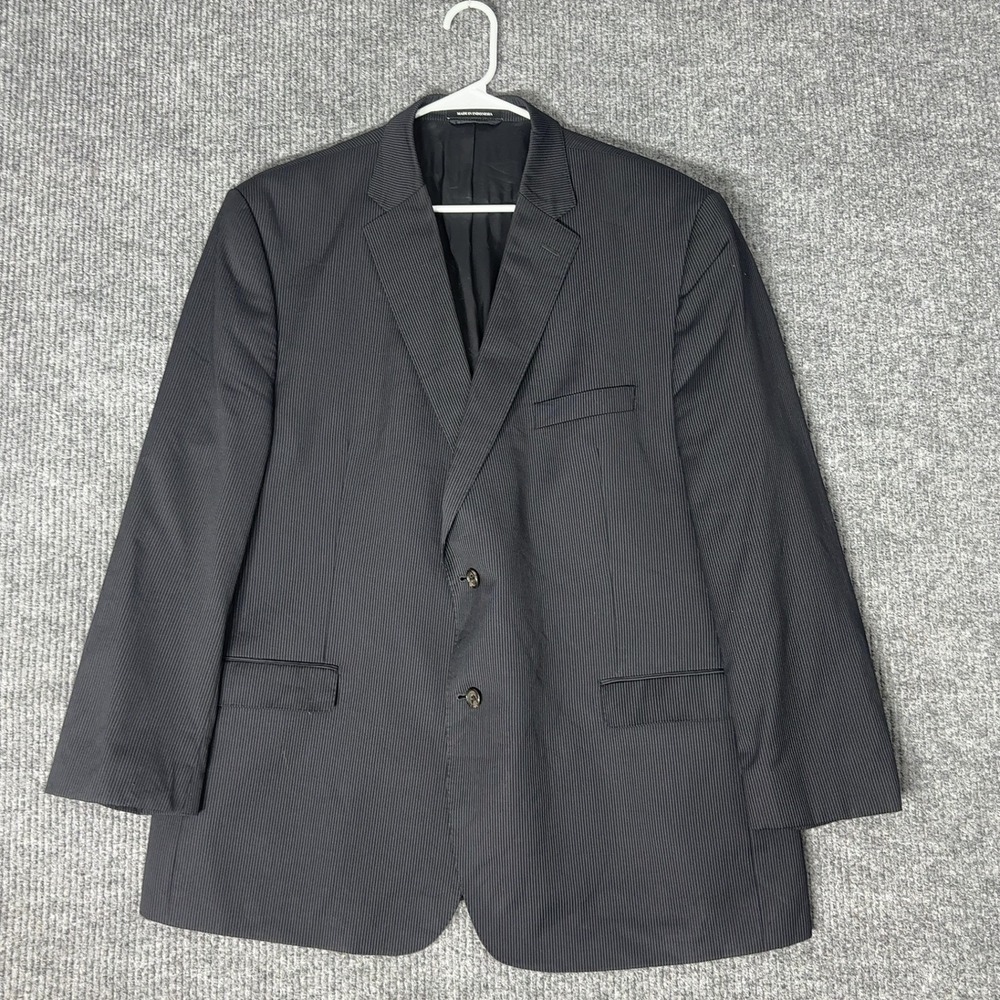 Lauren Ralph Lauren Blazer Mens 50R Black Pinstripe Slim Sport Coat Black Label